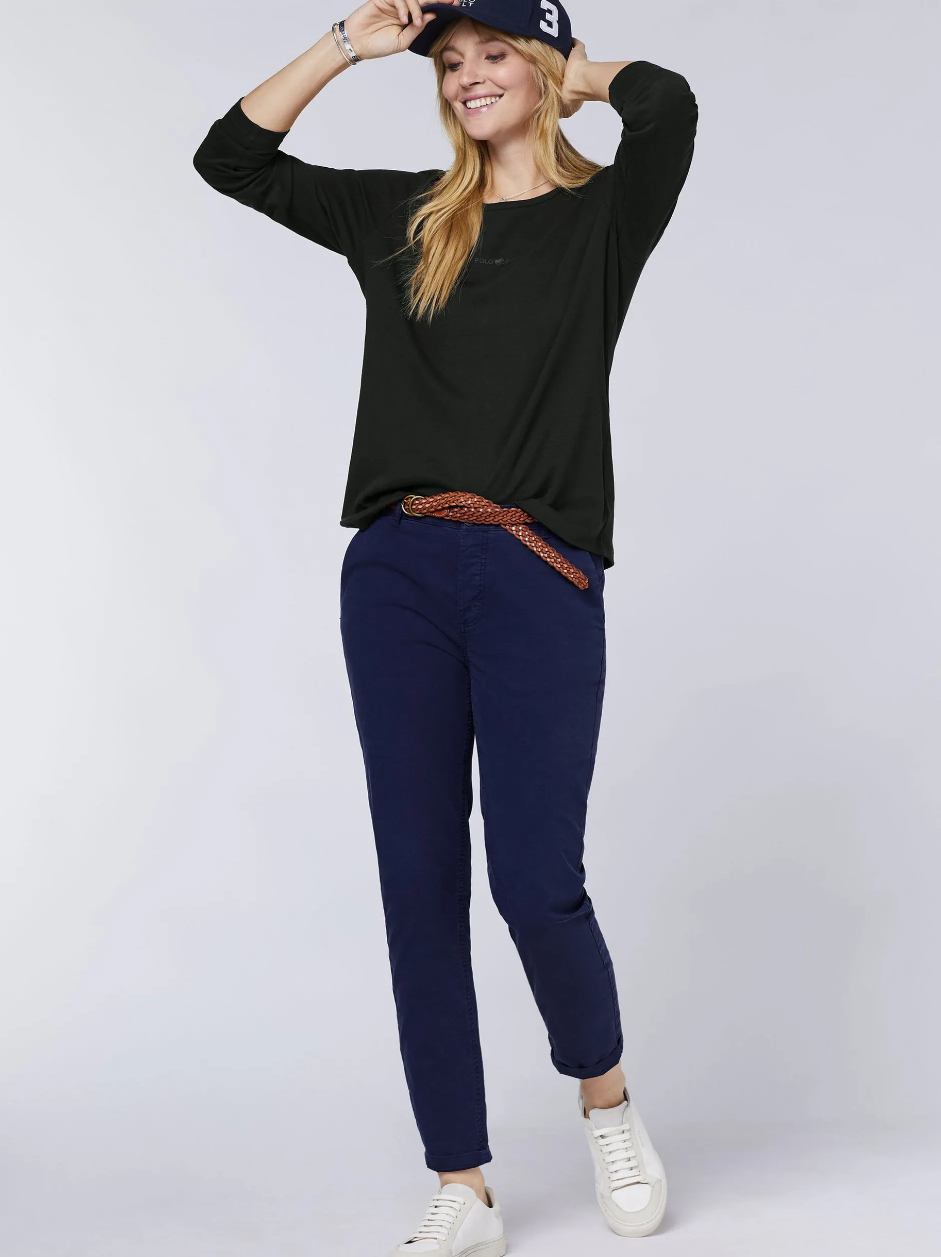 Polo Sylt Damen Langarmshirt in schwarz - Ärmel: kurzarm