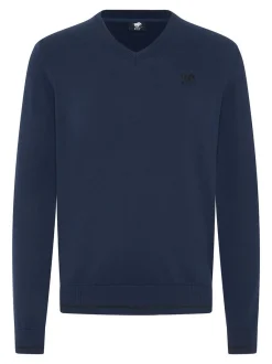 Polo Sylt Herren Strickpullover in blau - Ärmel: kurzarm
