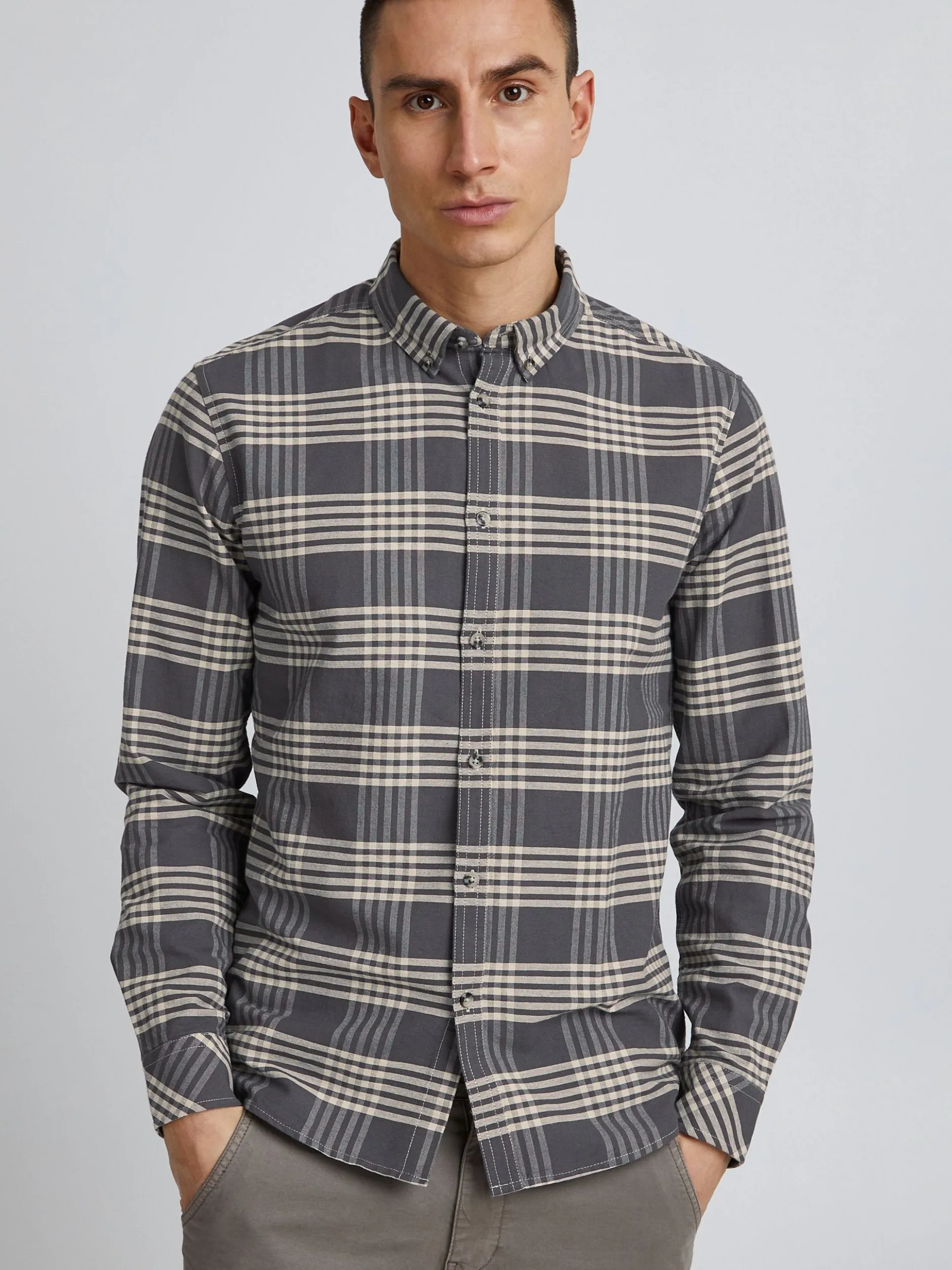 11 Project Herren Langarmhemd - PRPhineas in beige