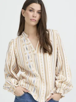 PULZ Jeans Damen Bluse PZALEXIS in beige