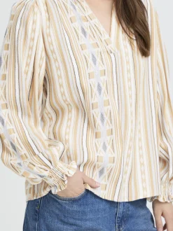 PULZ Jeans Damen Bluse PZALEXIS in beige