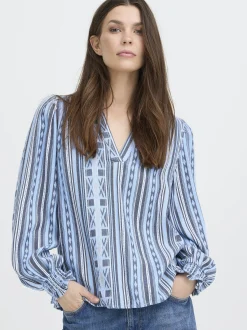 PULZ Jeans Damen Bluse PZALEXIS in blau