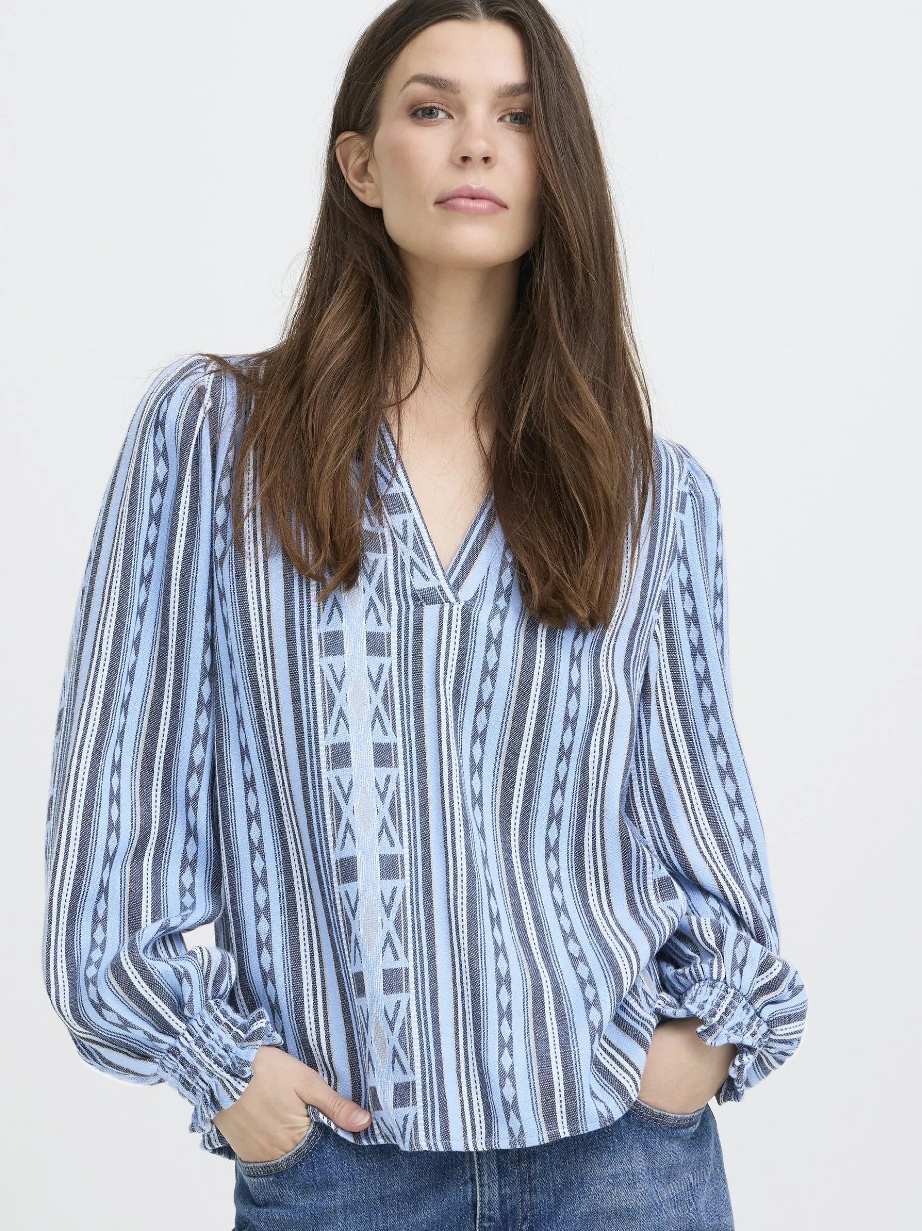 PULZ Jeans Damen Bluse PZALEXIS in blau
