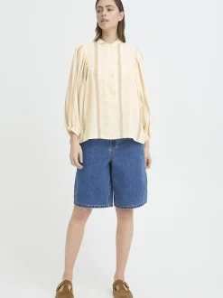 PULZ Jeans Damen Bluse PZBETTY in gelb