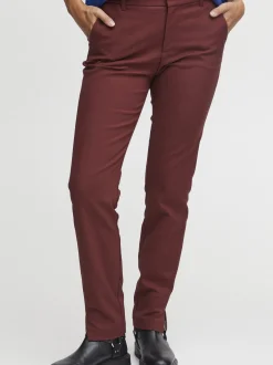 PULZ Jeans Damen Casual Hose PZBINDY Hohe Taille in bordeaux