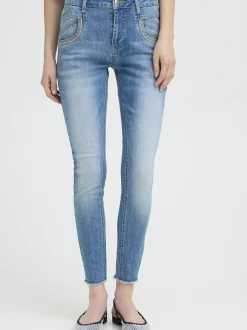 PULZ Jeans Damen Jeans PZCARMEN Hohe Taille in light stone bleached