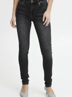 PULZ Jeans Damen Jeans PZJOY Hohe Taille in grau denim