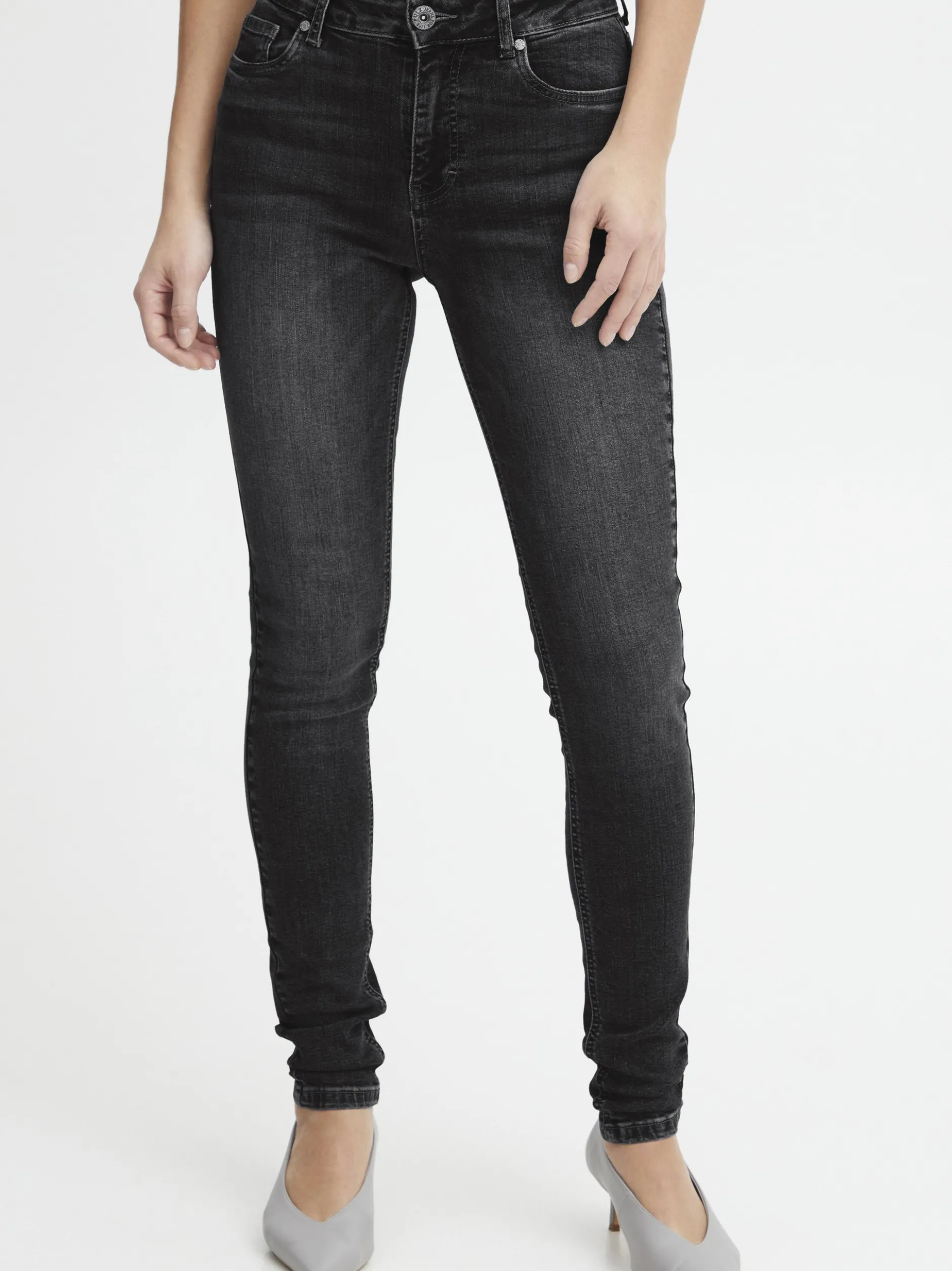PULZ Jeans Damen Jeans PZJOY Hohe Taille in grau denim