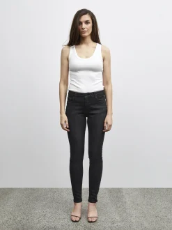 PULZ Jeans Damen Jeans PZJOY Hohe Taille in grau denim