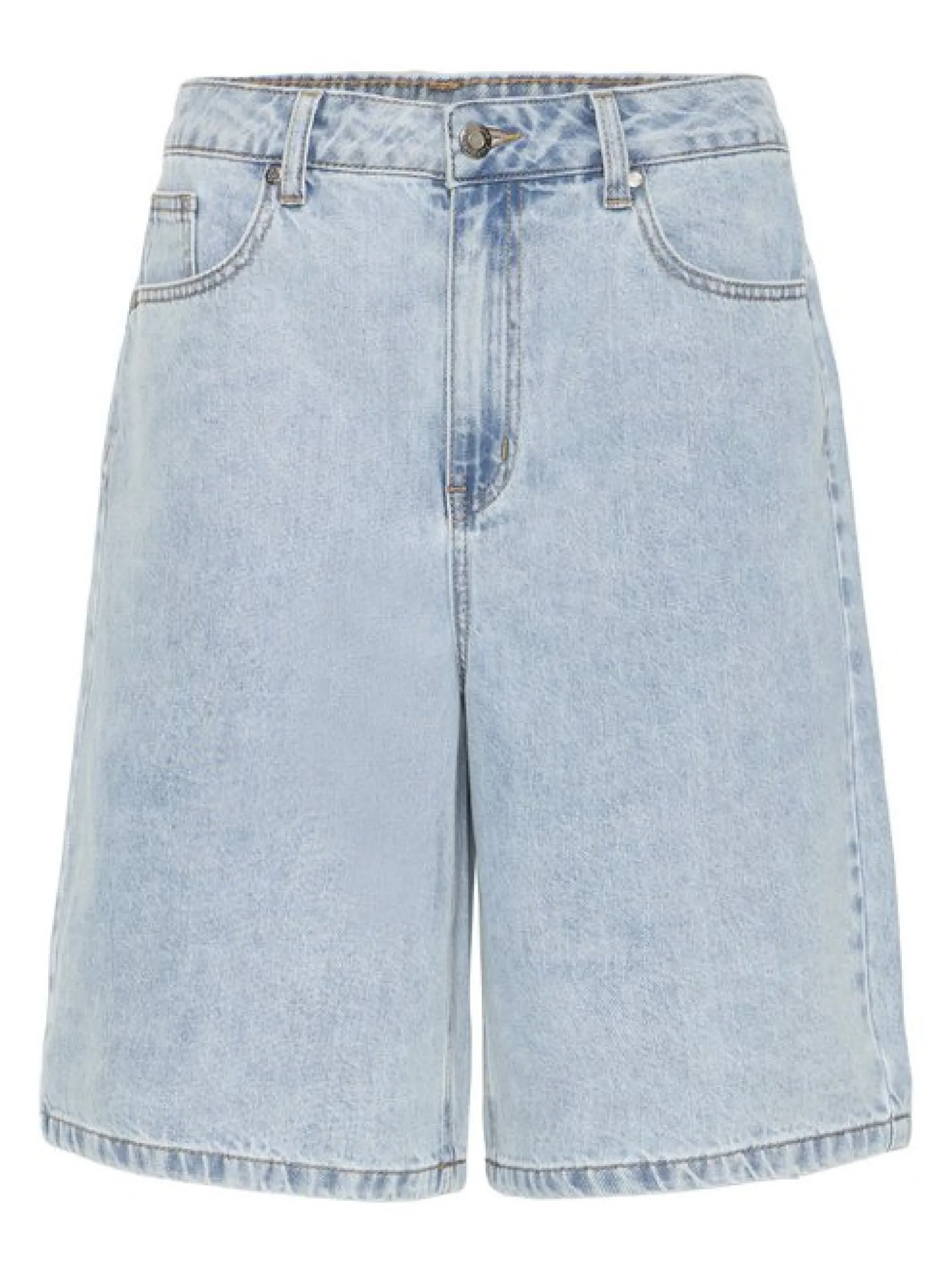 PULZ Jeans Damen Jeansshorts PZBRIDGET Hohe Taille in light stone denim