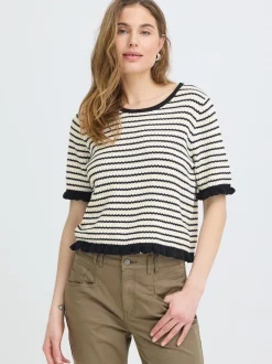 PULZ Jeans Damen Kurzarm-Bluse PZCENTA in weiß