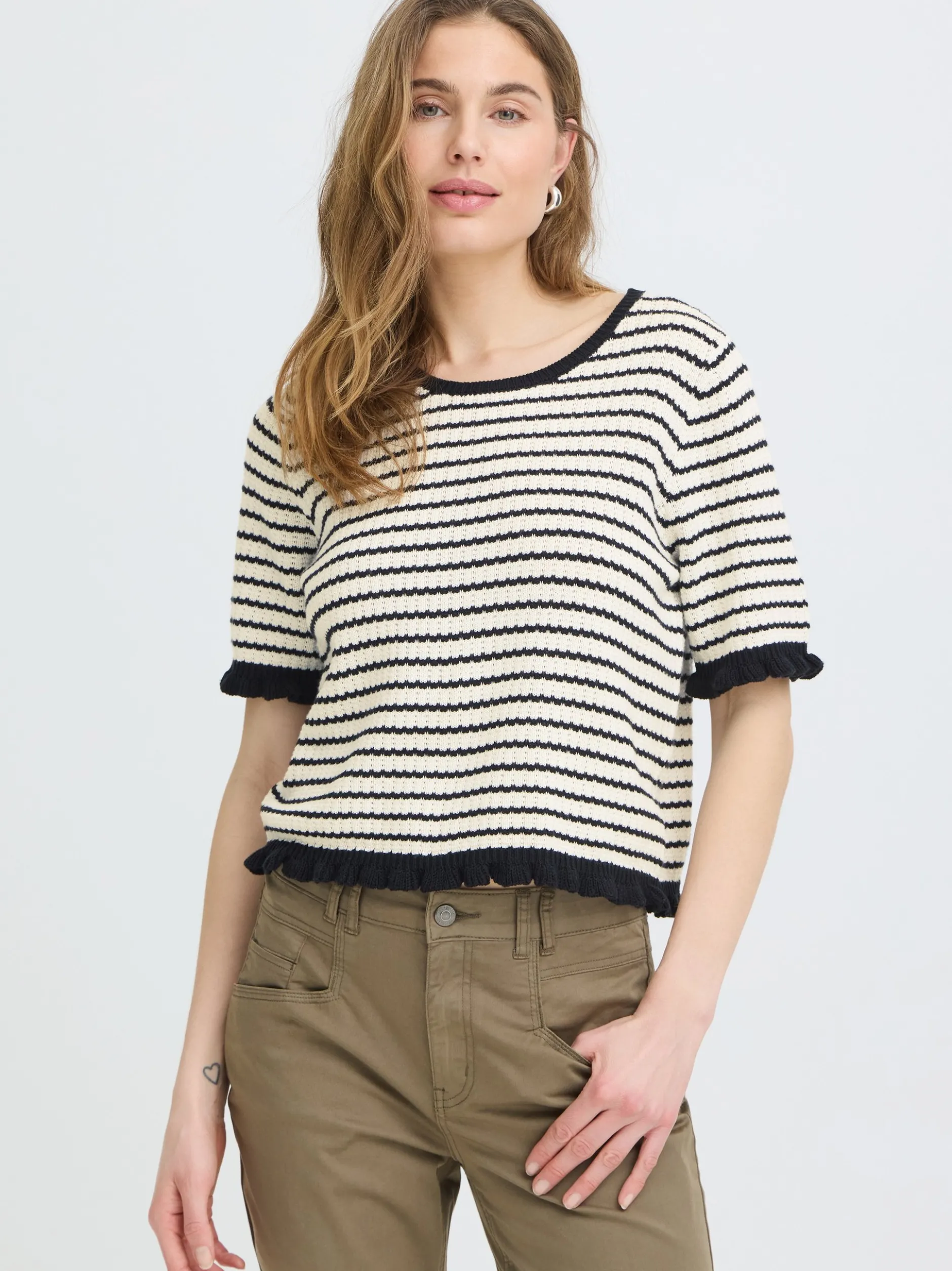 PULZ Jeans Damen Kurzarm-Bluse PZCENTA in weiß