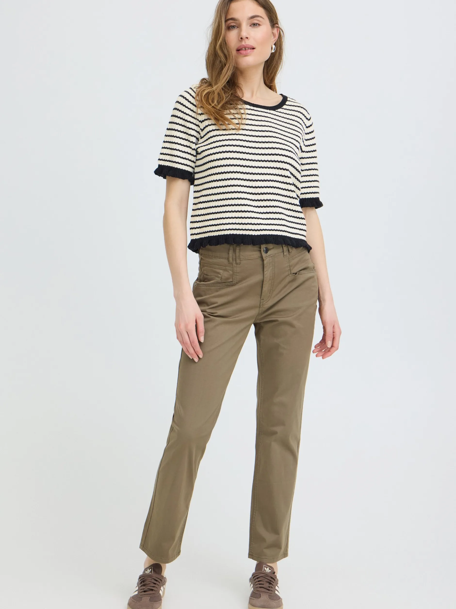 PULZ Jeans Damen Kurzarm-Bluse PZCENTA in weiß