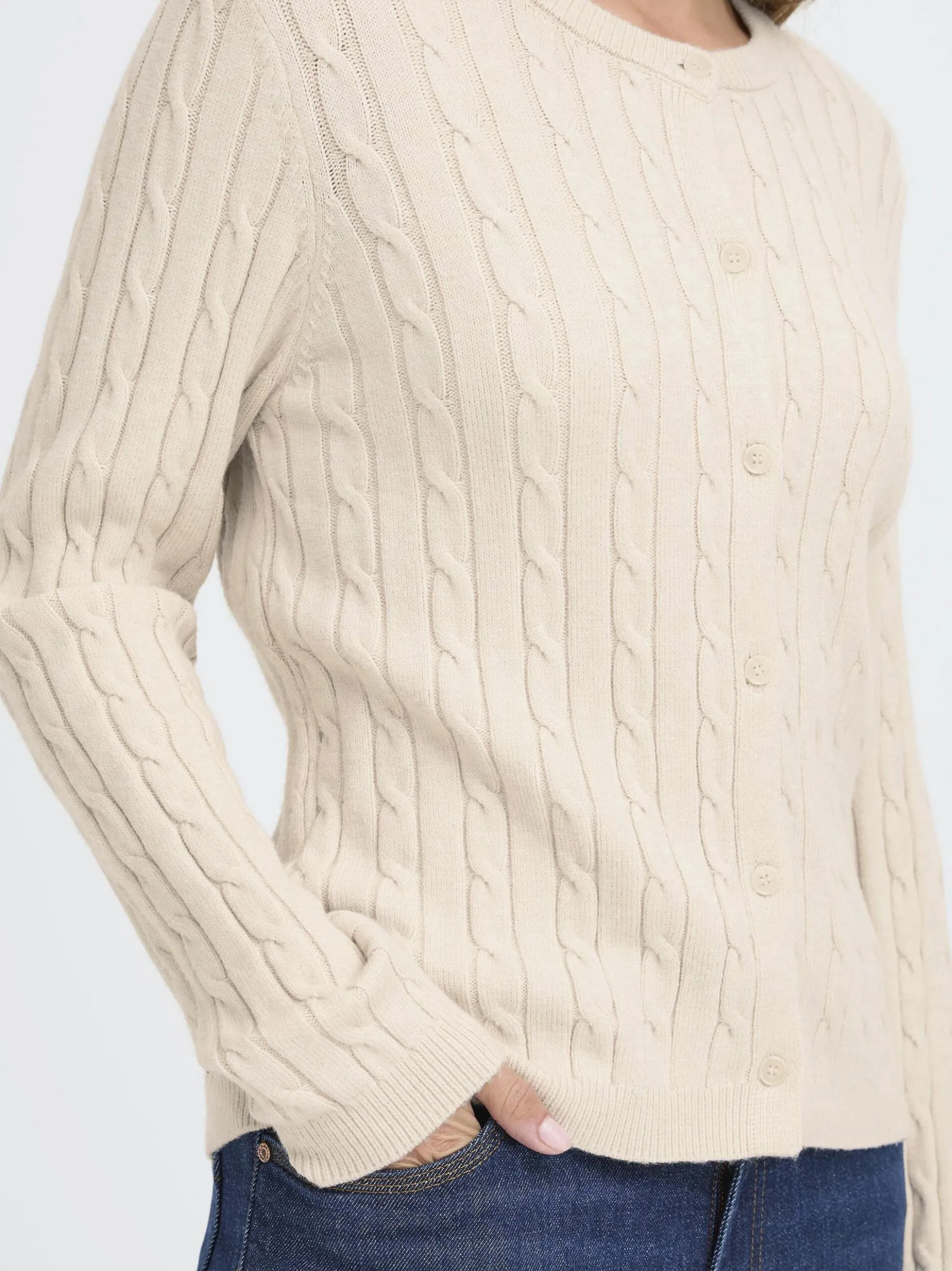 PULZ Jeans Damen Strickjacke PZSTEFFI in beige