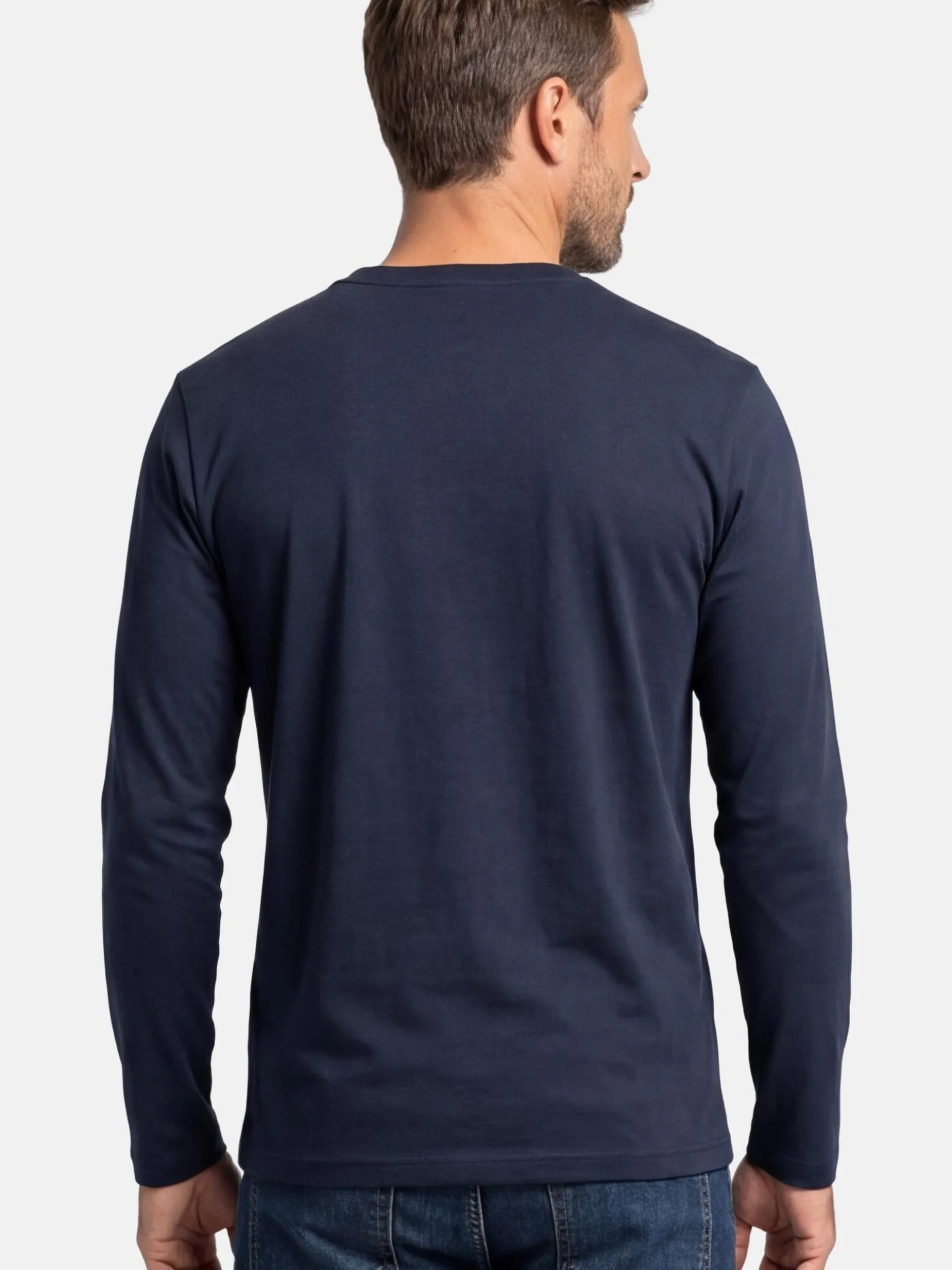Ragman Herren Langarmshirt im 3er-Pack in blau