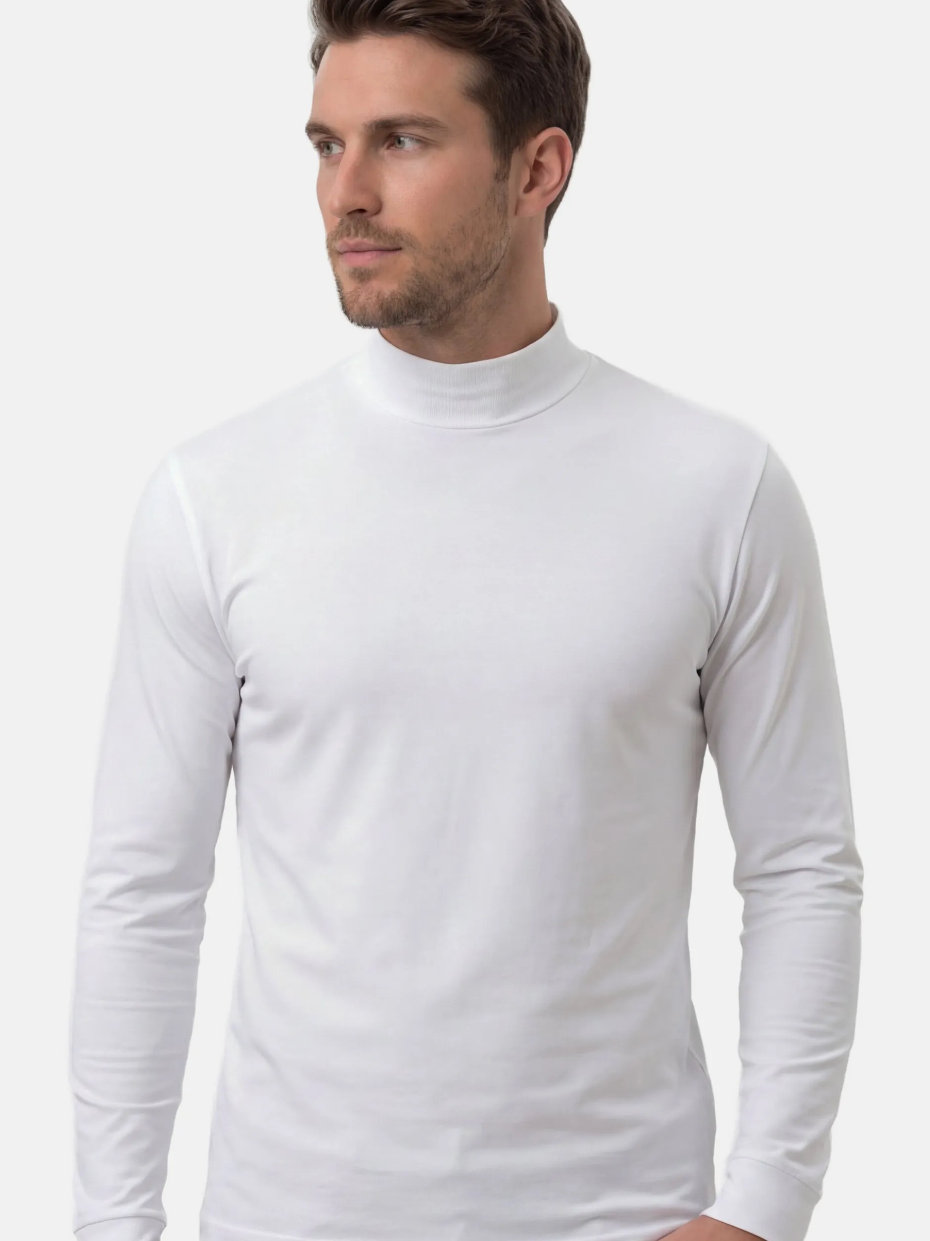 Ragman Herren Langarmshirts im 2er-Pack in weiß