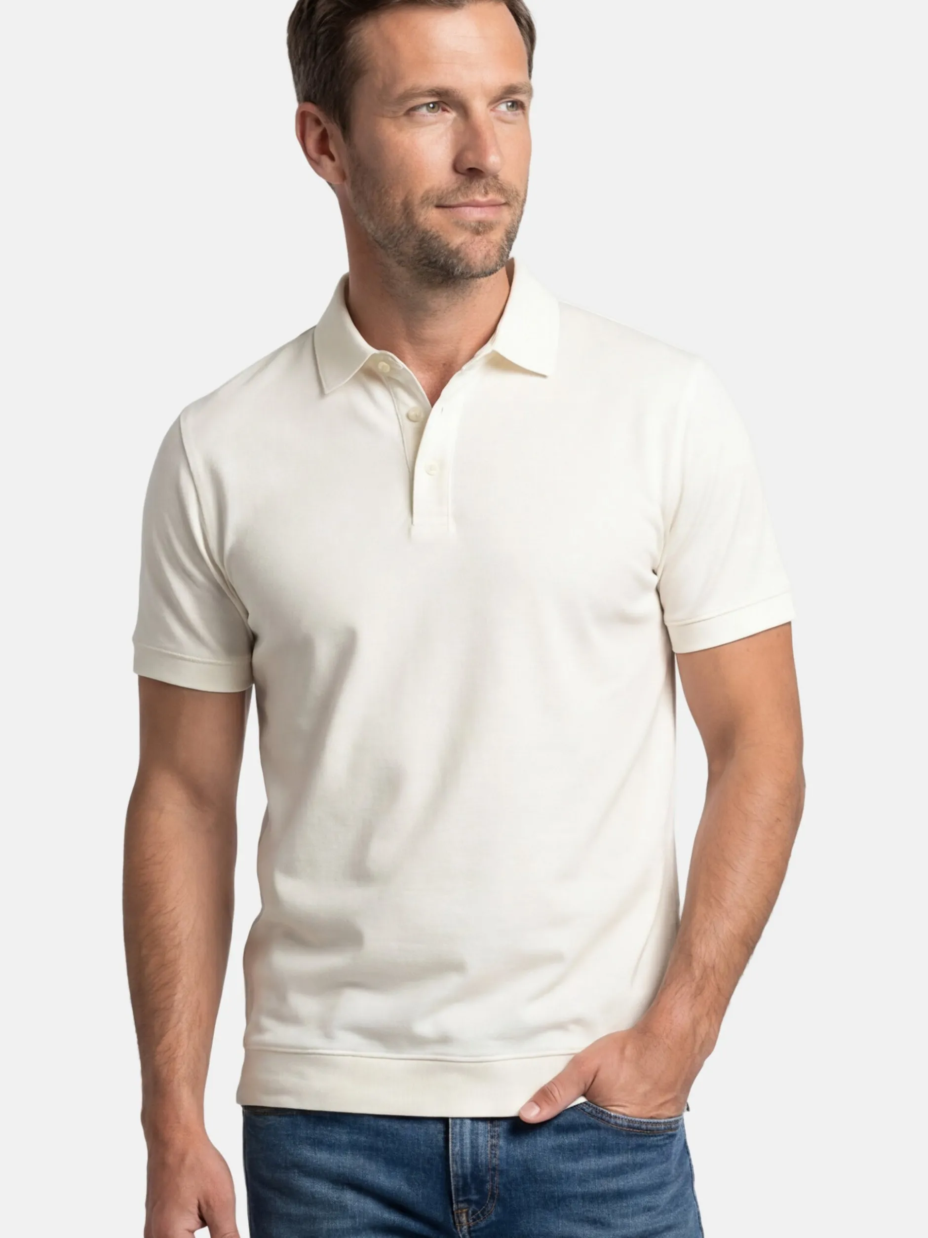 Ragman Herren Poloshirt - Basic in ecru