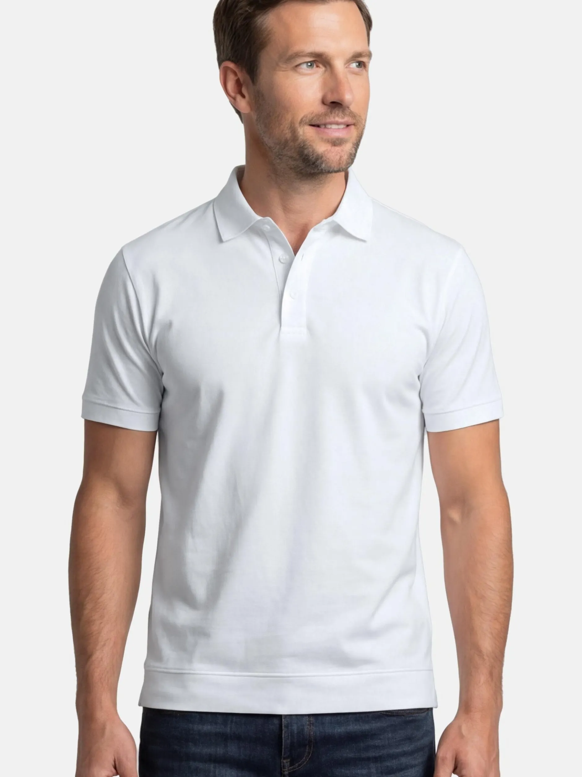Ragman Herren Poloshirt - Basic in weiß