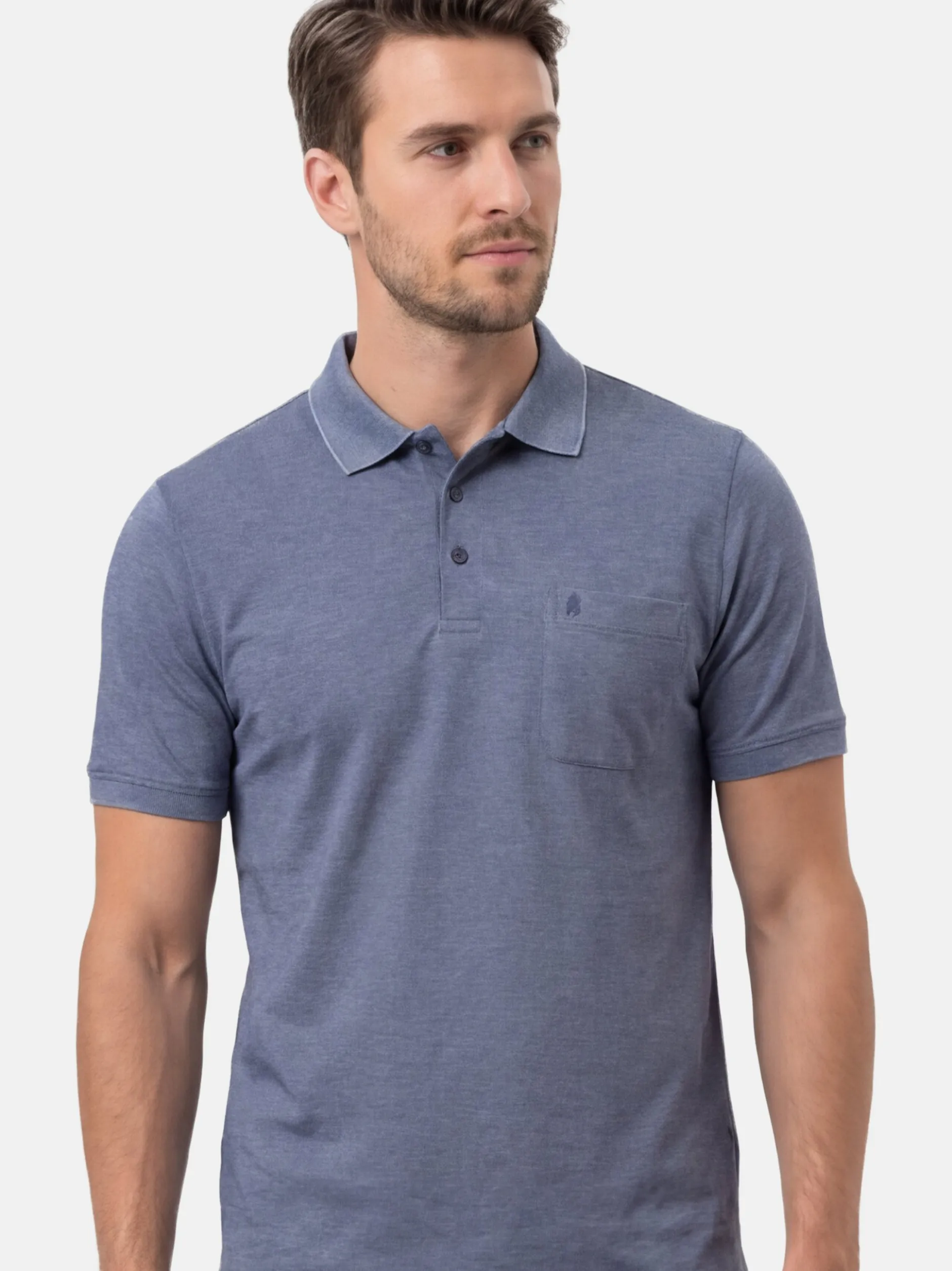 Ragman Herren Poloshirt im 2er-Pack in blue stone