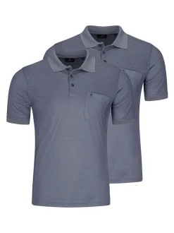 Ragman Herren Poloshirt im 2er-Pack in blue stone