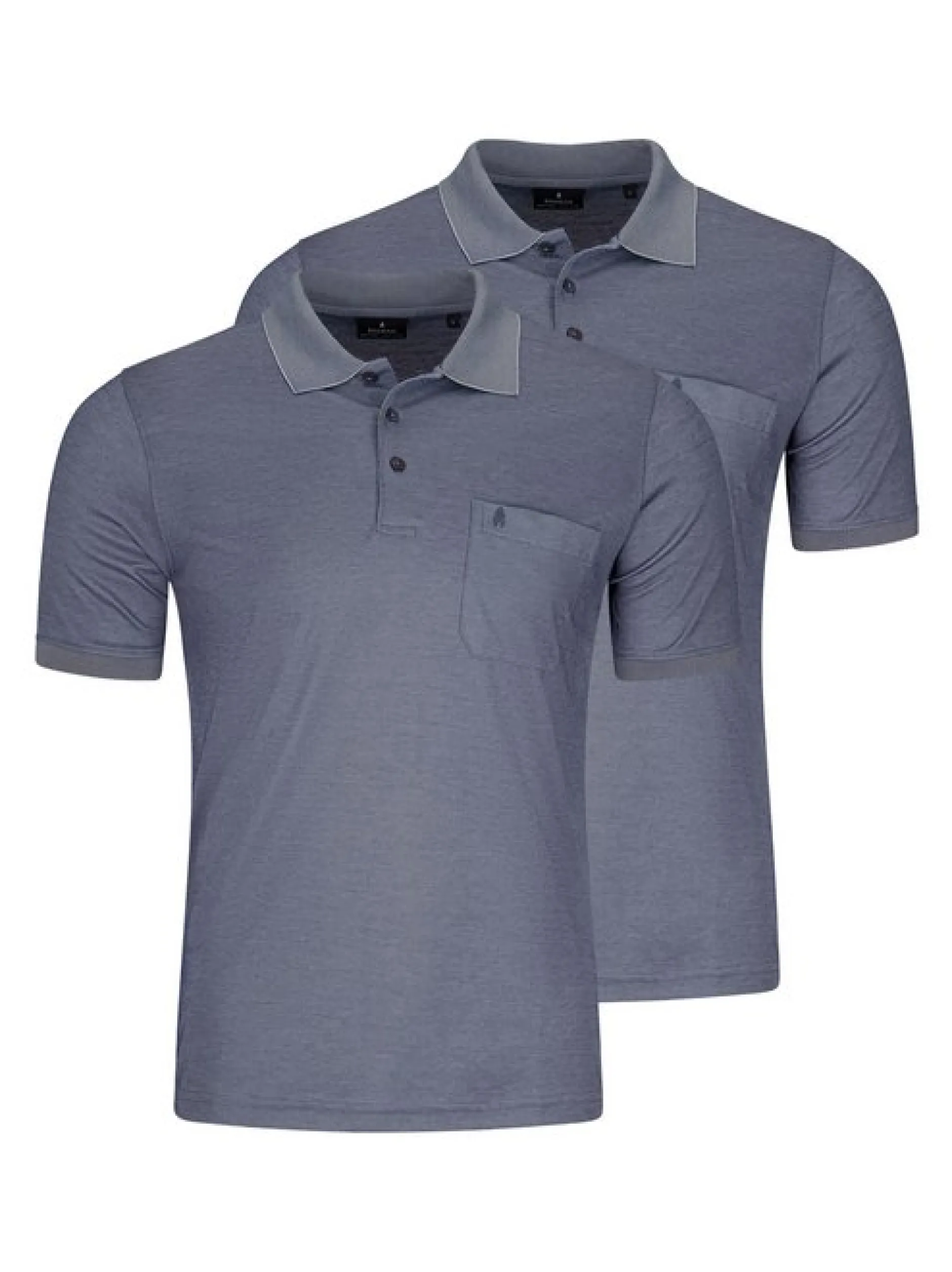 Ragman Herren Poloshirt im 2er-Pack in blue stone