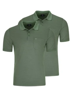 Ragman Herren Poloshirt im 2er-Pack in grün