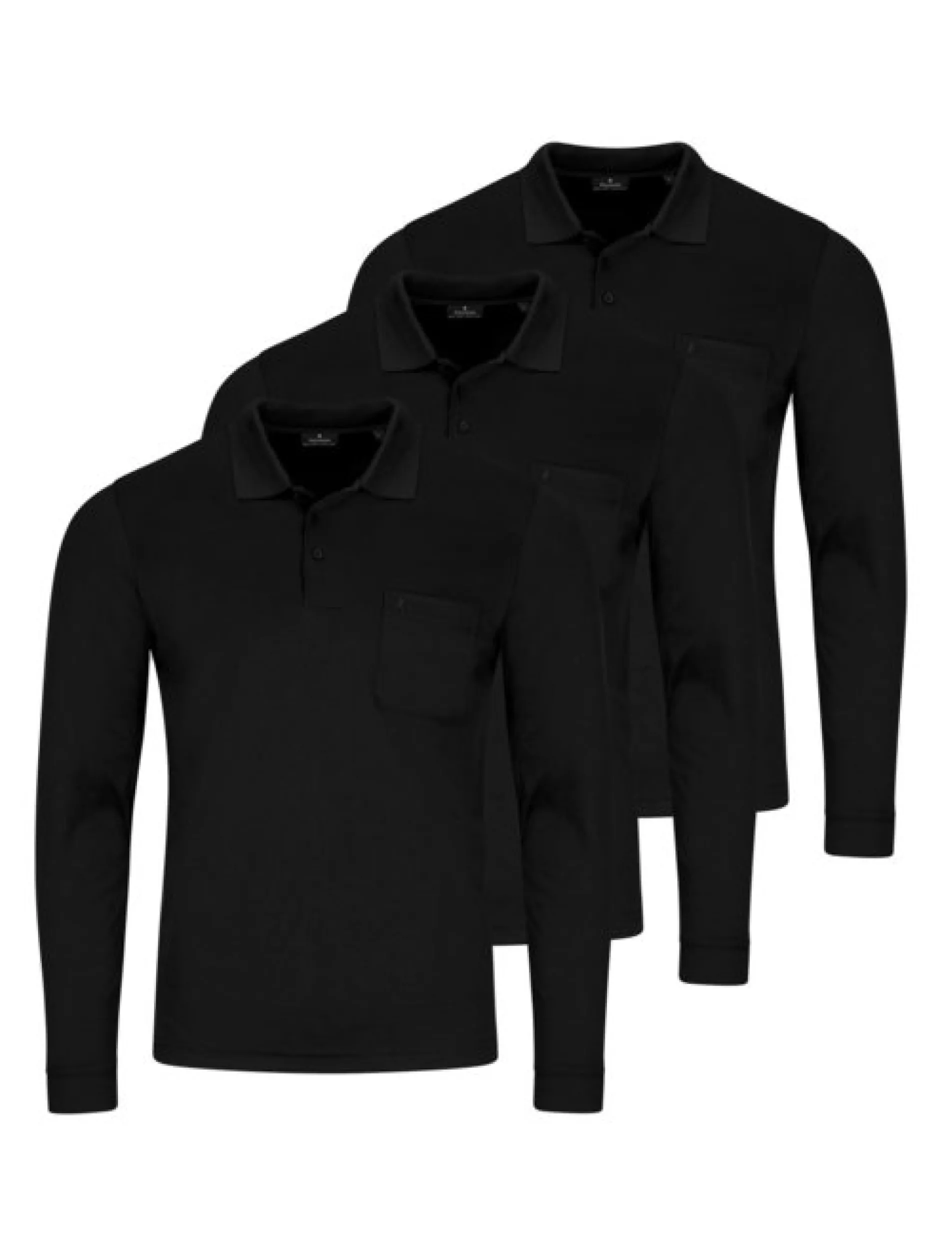 Ragman Herren Poloshirts im 3er-Pack in schwarz