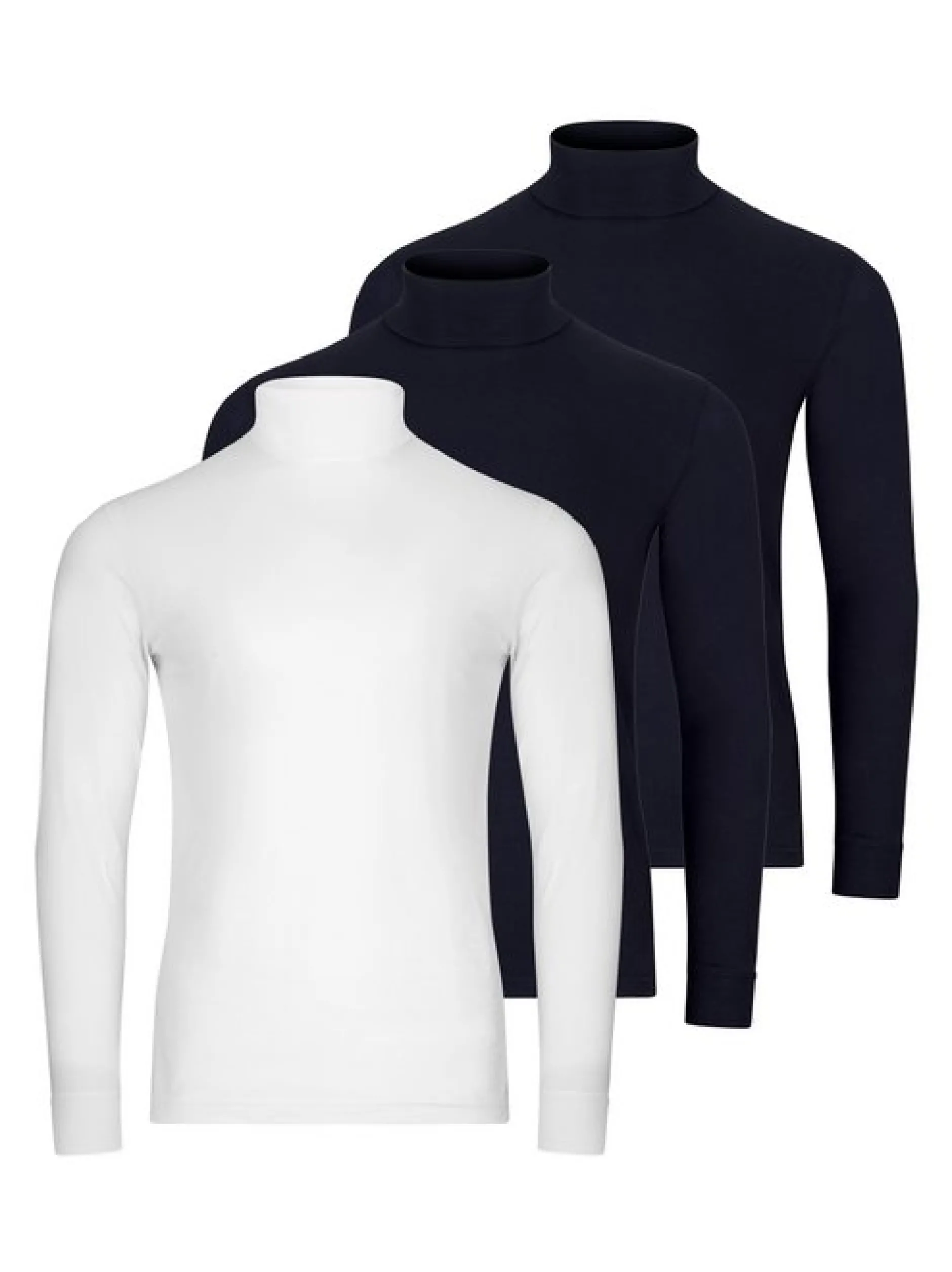 Ragman Herren Rollkragenshirts im 3er-Pack in blau