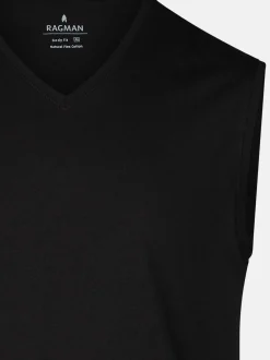 Ragman Herren Unterhemden im 4er-Pack in schwarz