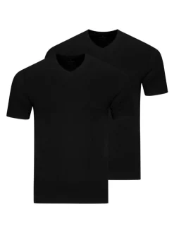Ragman Herren Unterhemden im 2er-Pack in schwarz