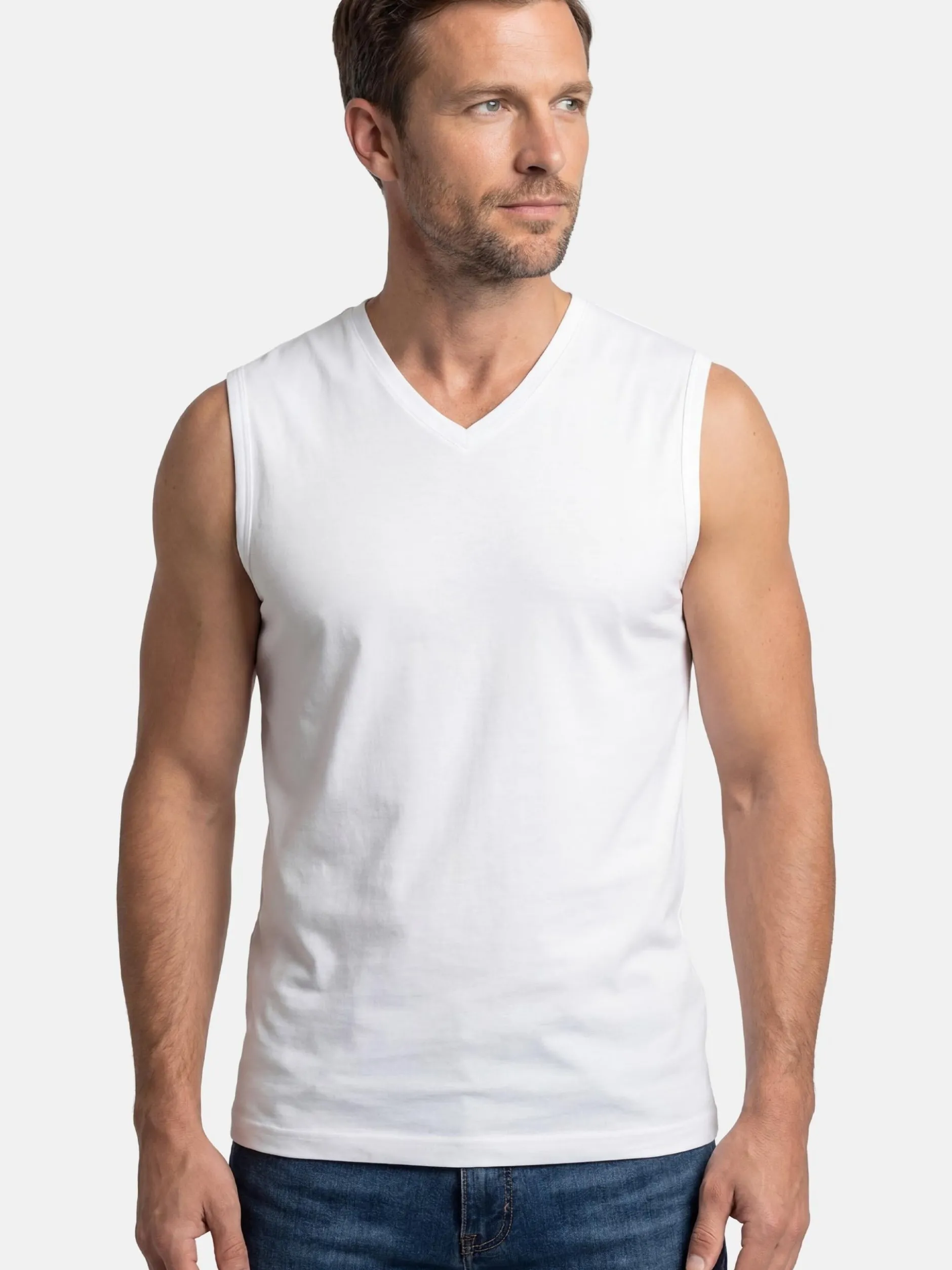 Ragman Herren Unterhemden im 4er-Pack in weiß