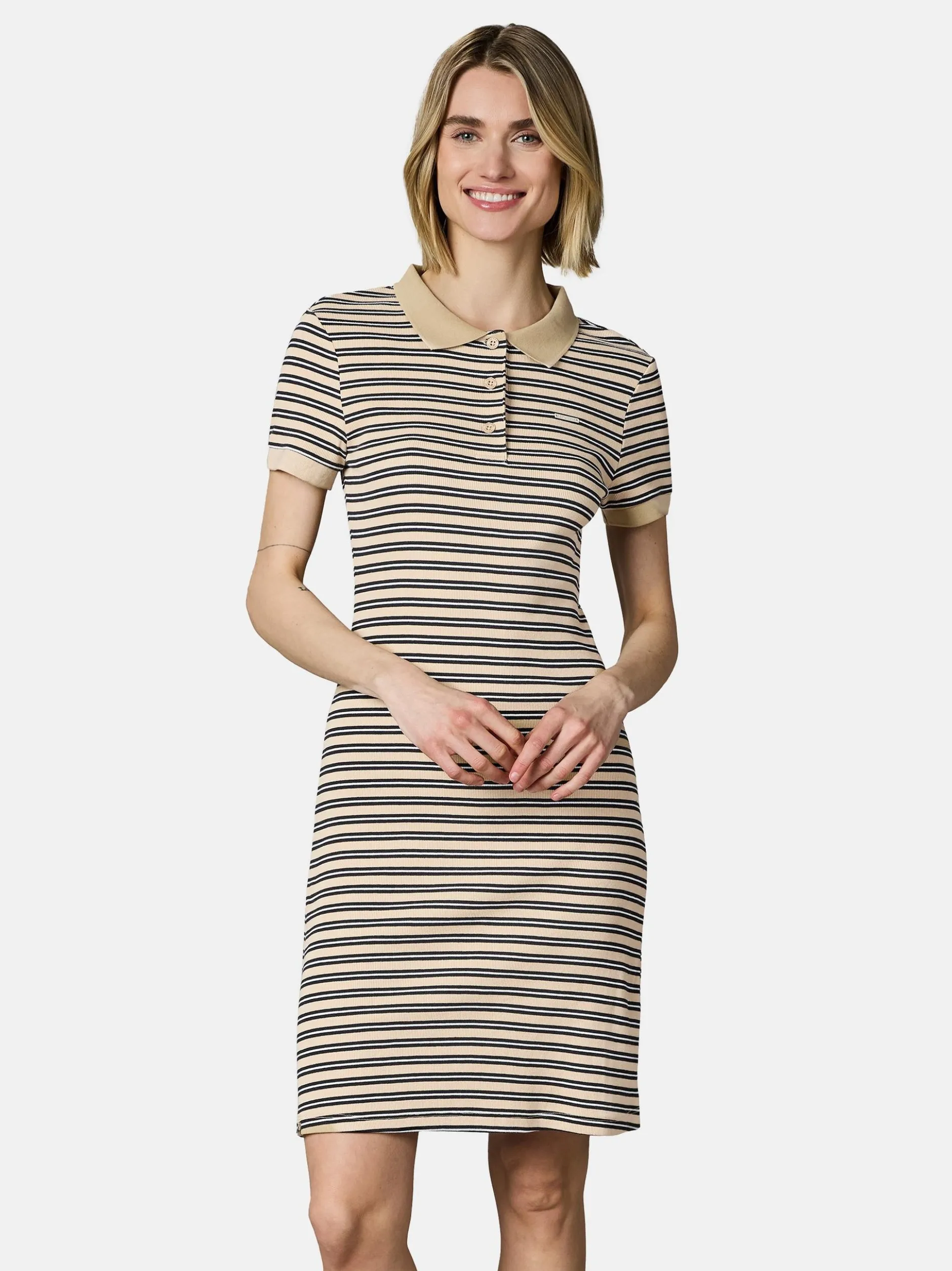 Ragwear Damen A-Linien-Kleid - Colaro Stripes Dress YOUMODO in sand