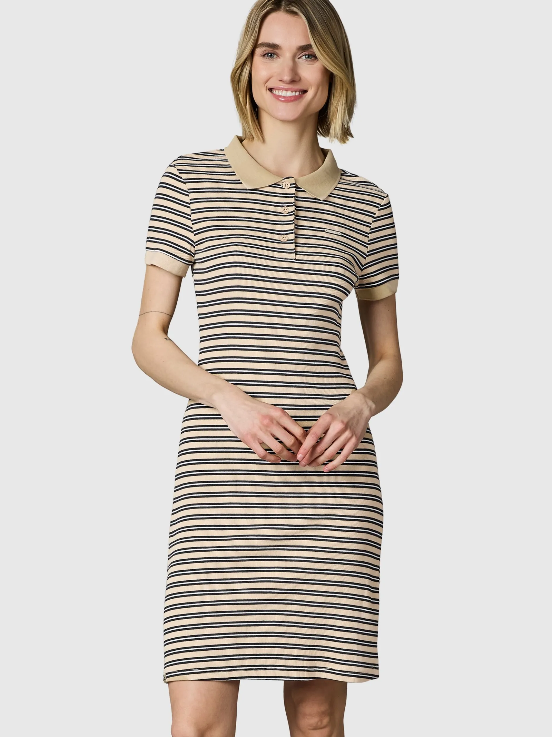Ragwear Damen A-Linien-Kleid - Colaro Stripes Dress YOUMODO in sand