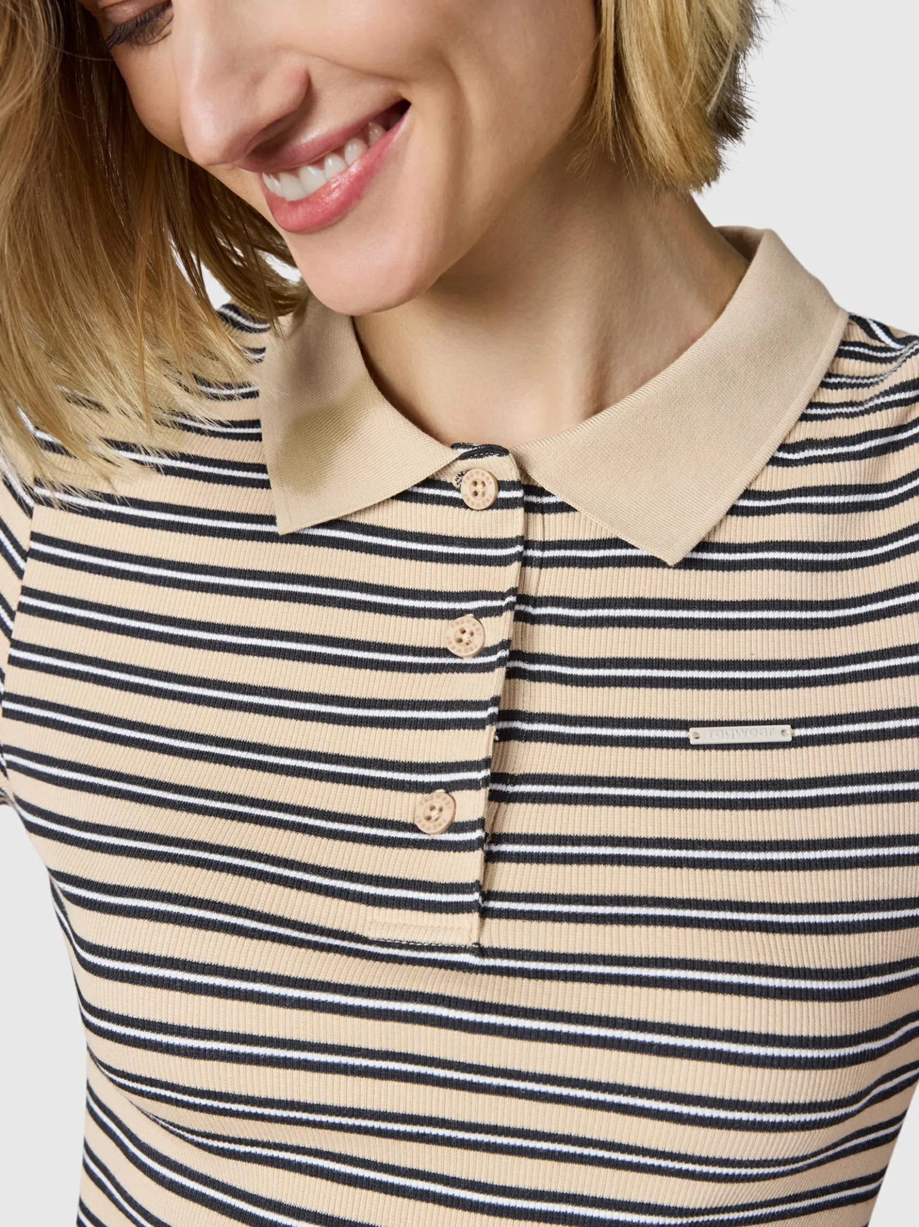 Ragwear Damen A-Linien-Kleid - Colaro Stripes Dress YOUMODO in sand
