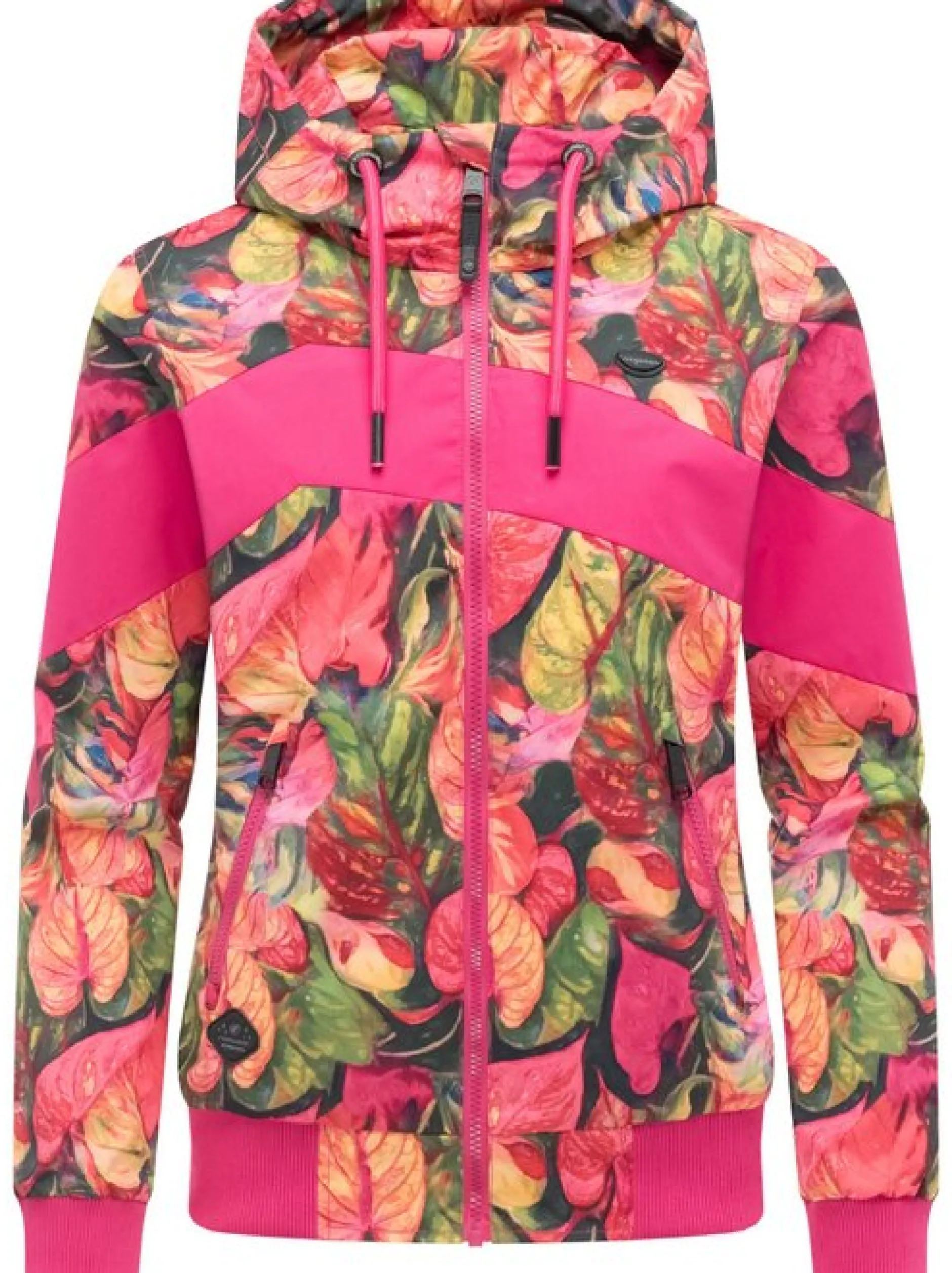 Ragwear Damen Übergangsjacke - Nuggie Block Flower in pink mehrfarbig