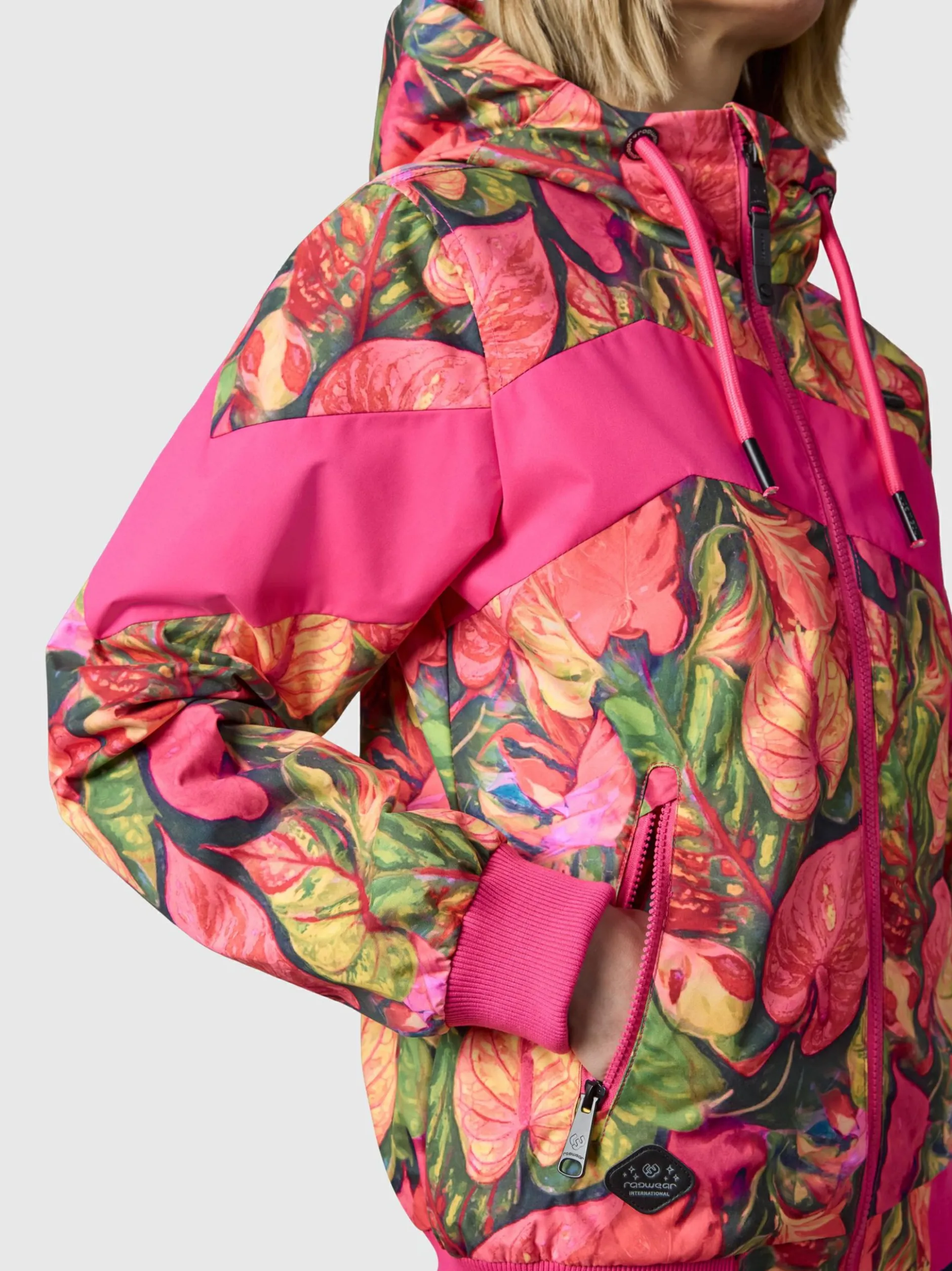 Ragwear Damen Übergangsjacke - Nuggie Block Flower in pink mehrfarbig