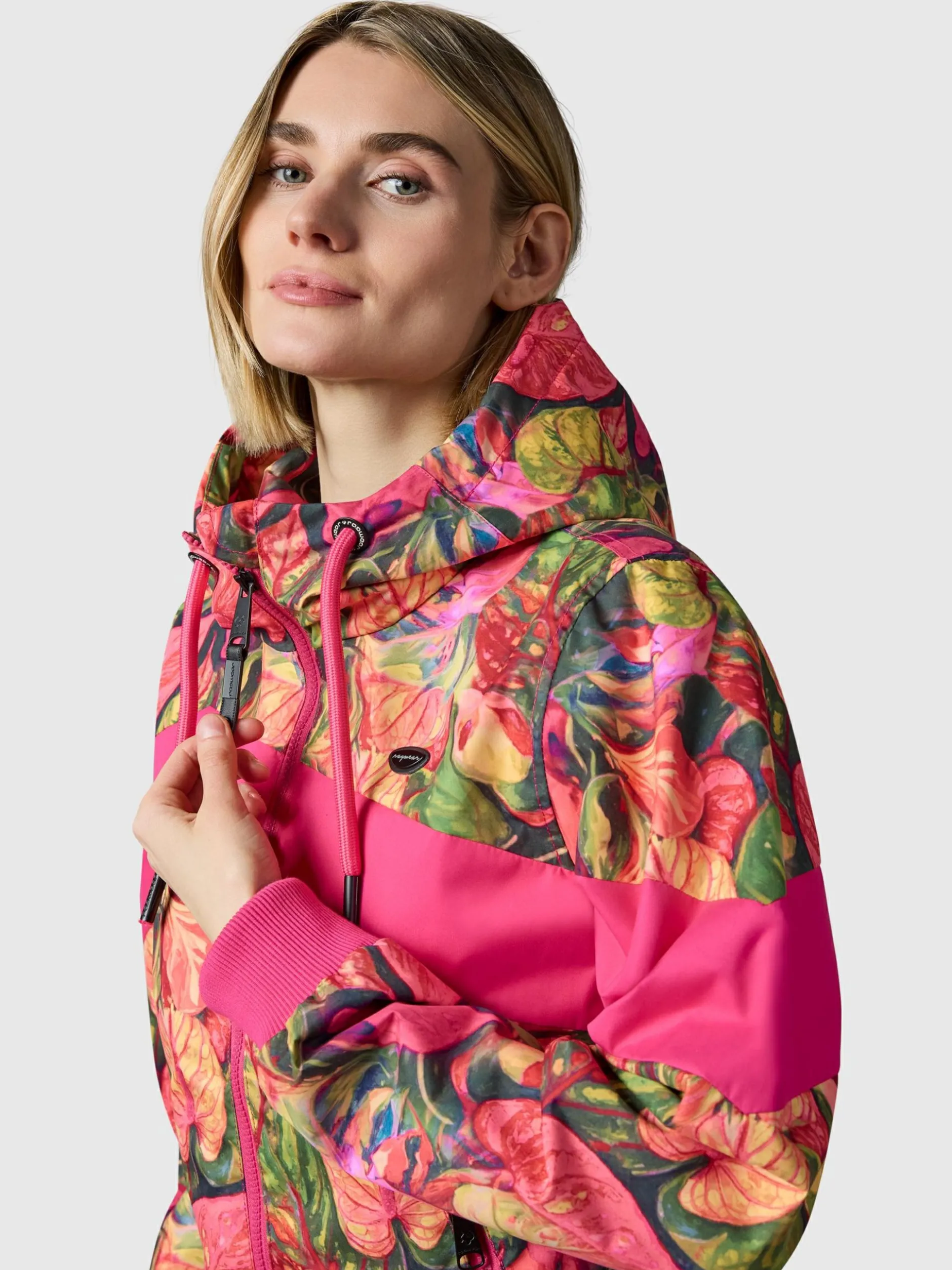 Ragwear Damen Übergangsjacke - Nuggie Block Flower in pink mehrfarbig