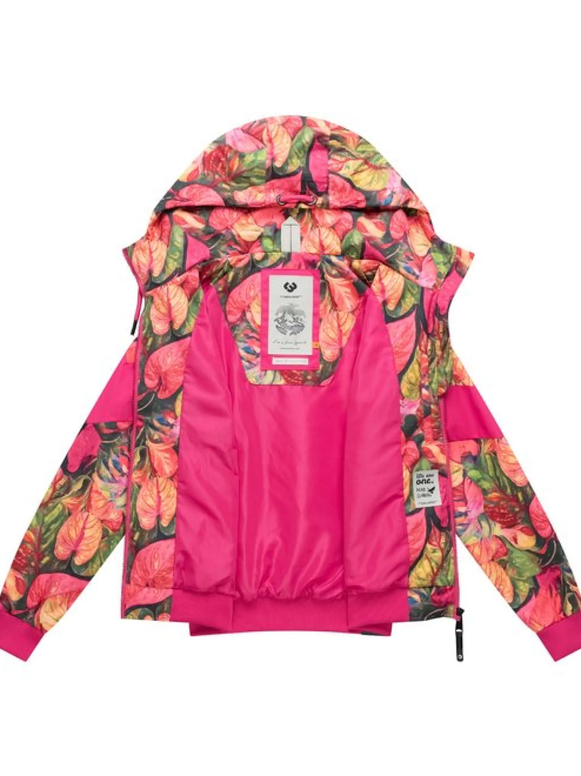 Ragwear Damen Übergangsjacke - Nuggie Block Flower in pink mehrfarbig
