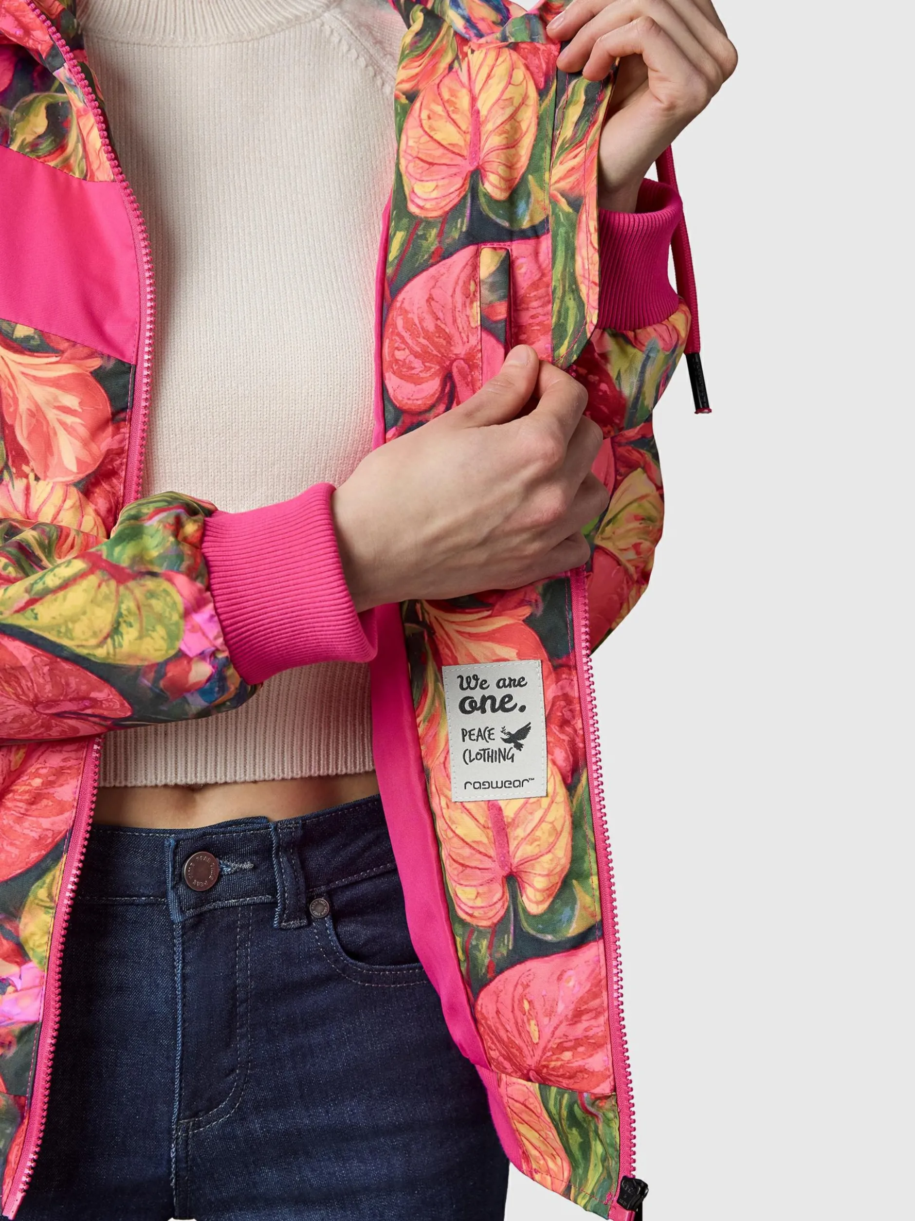 Ragwear Damen Übergangsjacke - Nuggie Block Flower in pink mehrfarbig