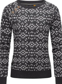 Ragwear Damen Rundhalspullover - Darria Aztec in grau