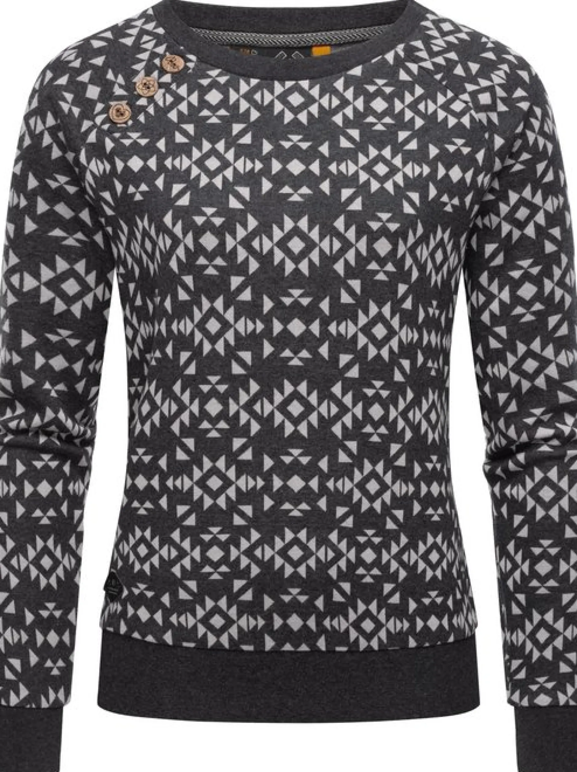 Ragwear Damen Rundhalspullover - Darria Aztec in grau
