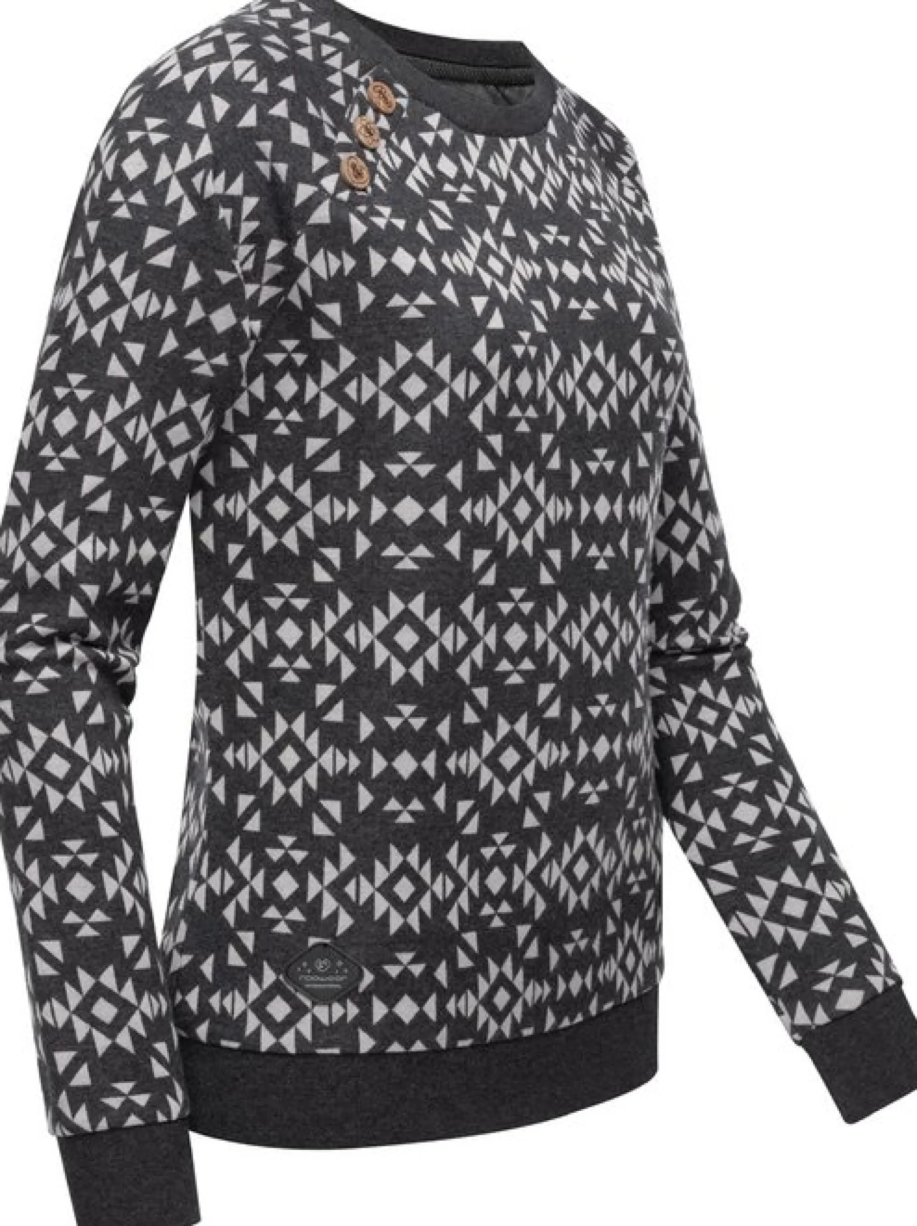 Ragwear Damen Rundhalspullover - Darria Aztec in grau