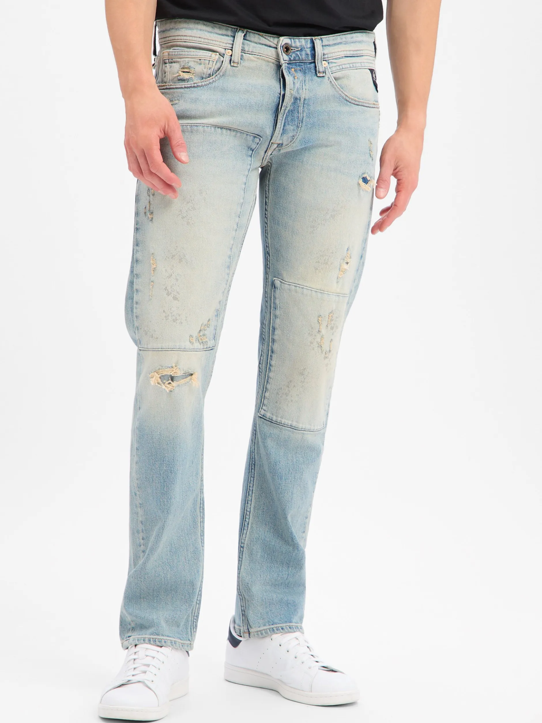 Replay Herren Destroyed Jeans - Grover in bleached