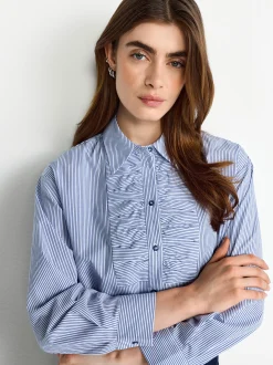 Rich & Royal Damen Hemdbluse in indigo weiß