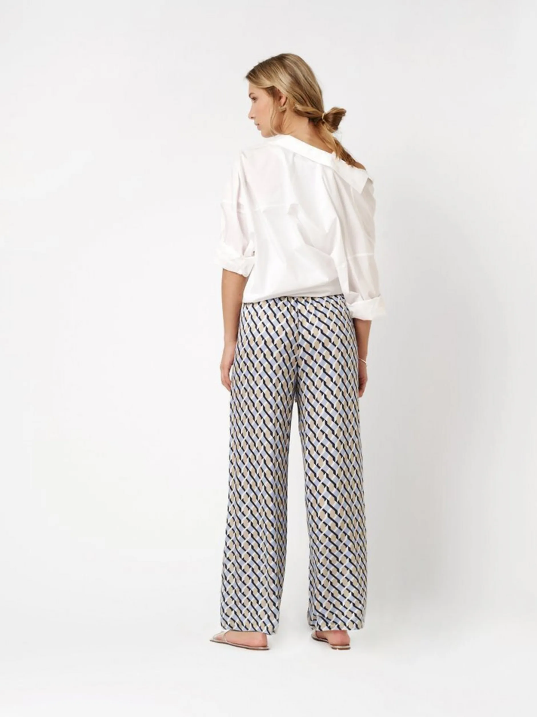 Rosner Damen Hose - Mara Palazzo in blau beige