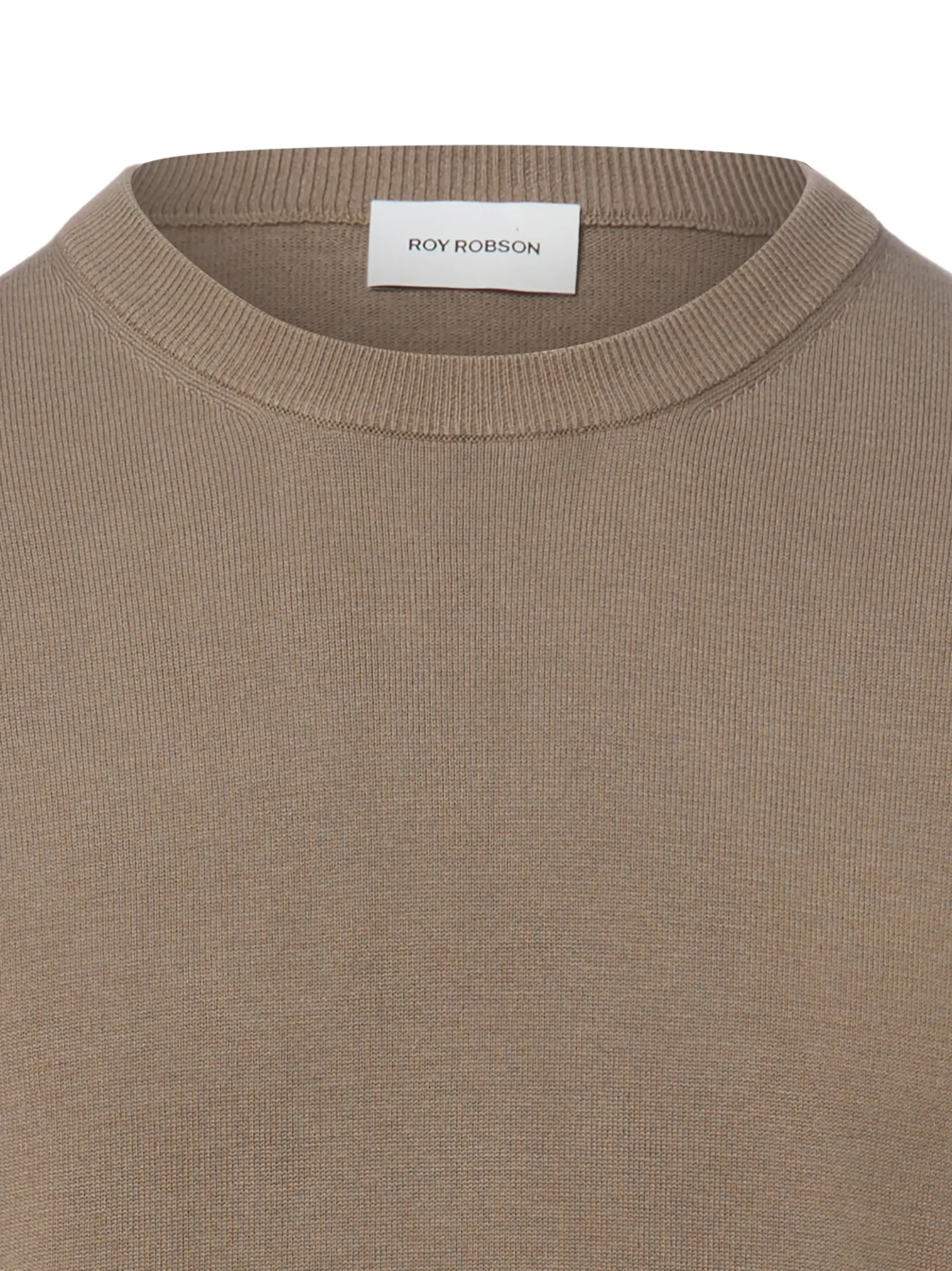 Roy Robson Herren Kurzarm-Feinstrickpullover in oliv