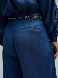 Salsa Jeans Damen Stoffhose - Chain Belt in denim