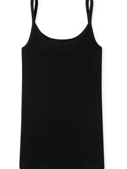 Schiesser Damen Spaghettitop - Pure Rib in schwarz