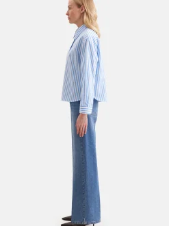Seidensticker Damen Stehkragenbluse - Oversized Fit in blau