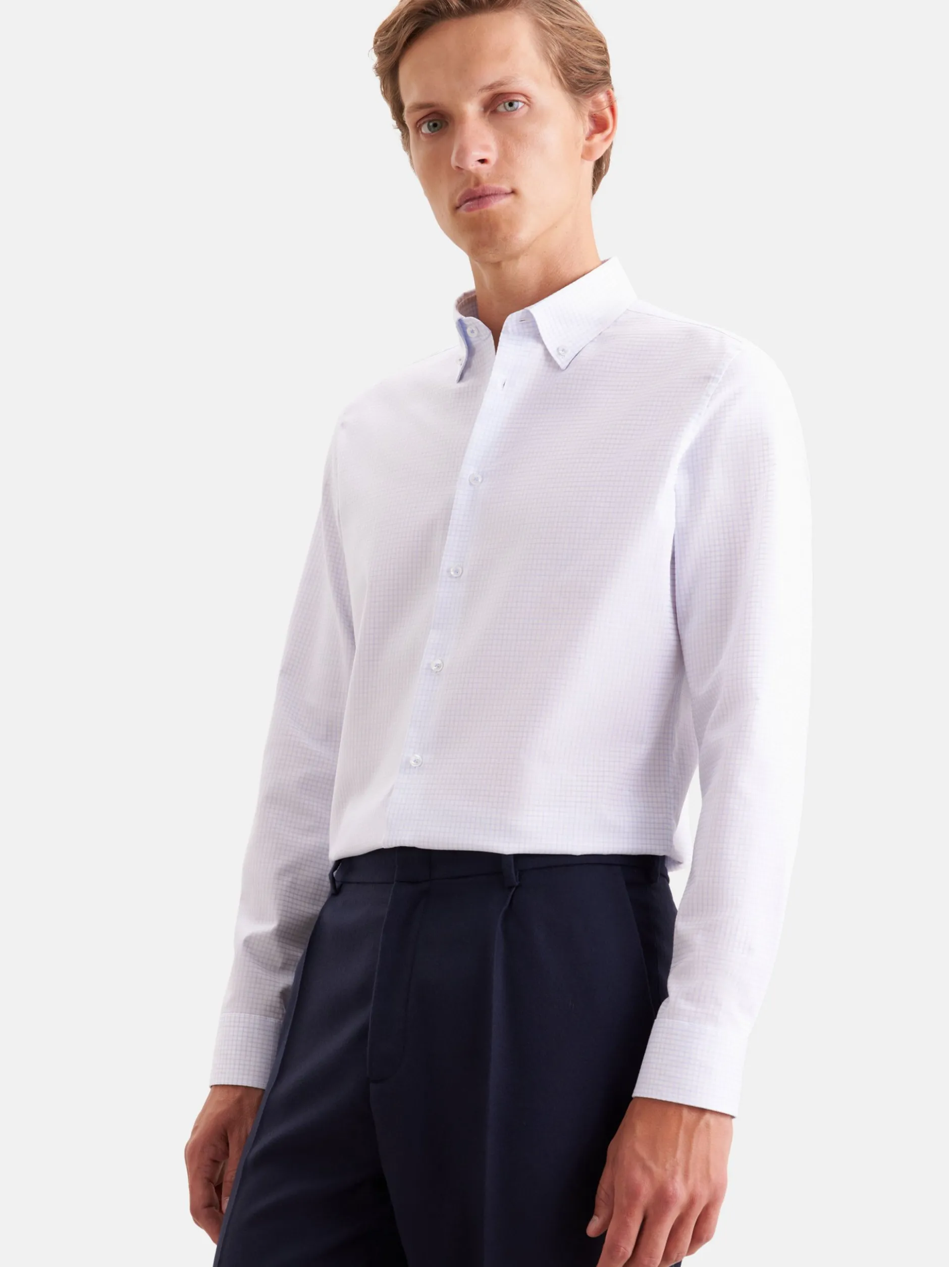 Seidensticker Herren Business Hemd - Shaped Fit in weiß hellblau